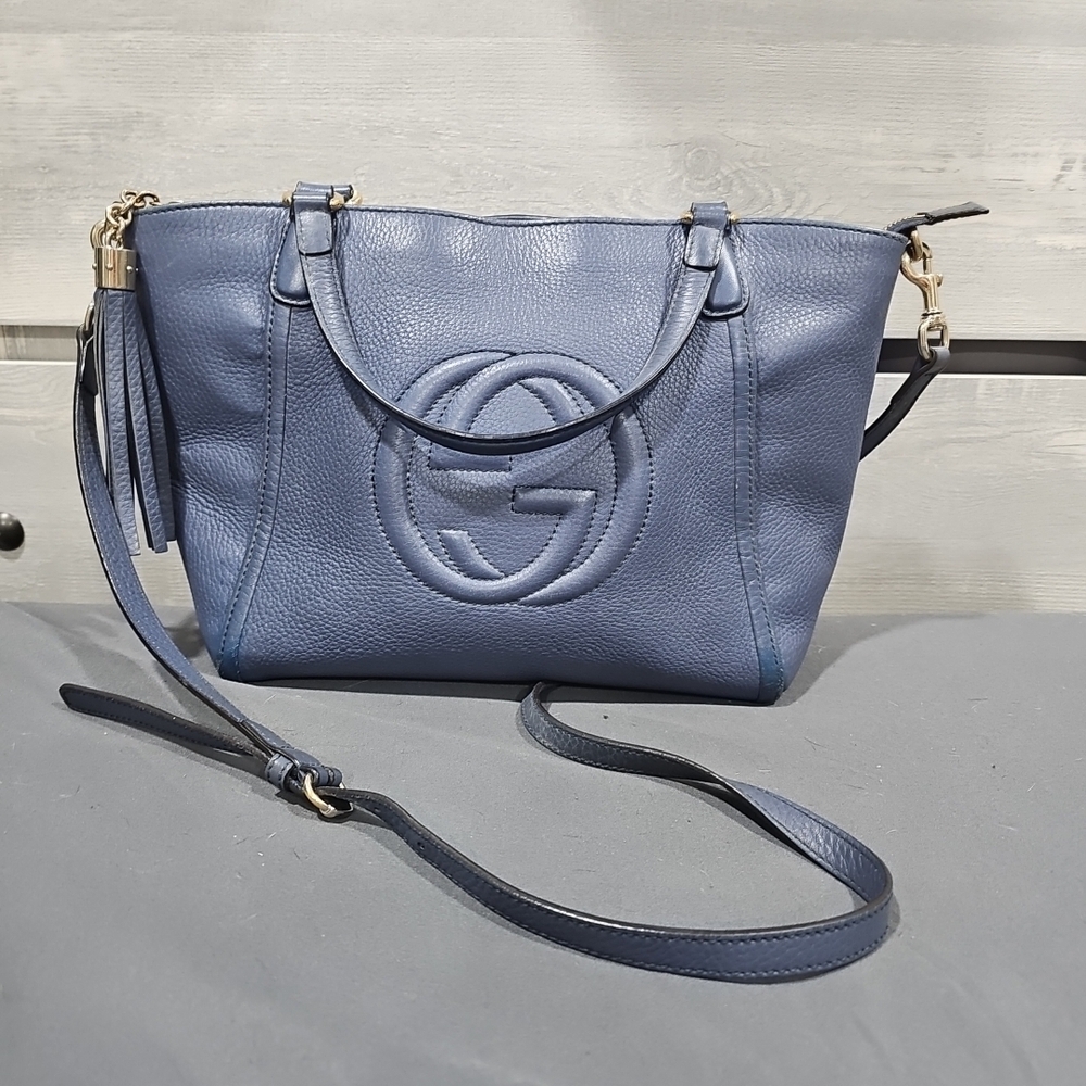 Gucci Blue Leather Soho Disco Tote